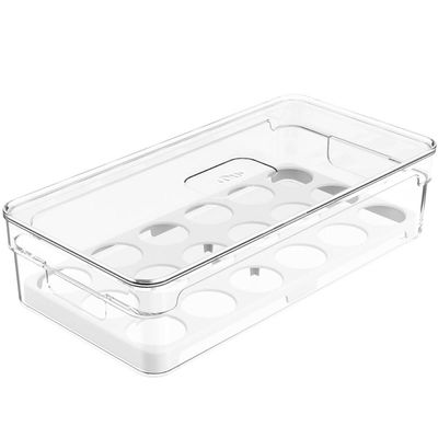 Organizador De Ovos Para Geladeira Empilhável Com Tampa Porta Ovos 18 UN Cozinha Clear Fresh OU