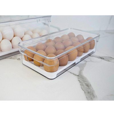 Organizador De Ovos Para Geladeira Empilhável Com Tampa Porta Ovos 18 UN Cozinha Clear Fresh OU