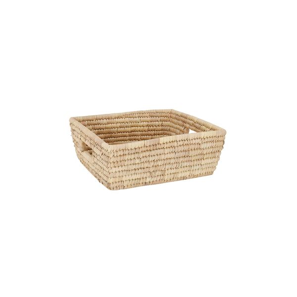 Cesta Le Dhaka de Rattan Bege com Alça Retangular 32x26x12cm Cesta Le Dhaka de Rattan Bege com Alça Retangular 32x26x12cm