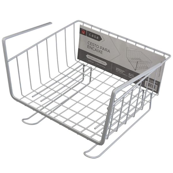 Cesto de Prateleira Le para Encaixe Aramado 29,5x24x18cm Branco Cesto de Prateleira Le para Encaixe Aramado 29,5x24x18cm Branco