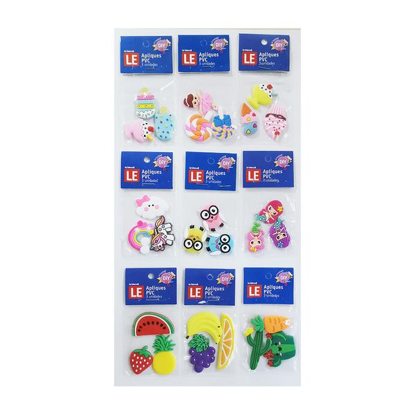 Kit Aplique Le Pvc com 3 Unidades Modelos Diversos - Item Sortido Kit Aplique Le Pvc com 3 Unidades Modelos Diversos - Item Sortido