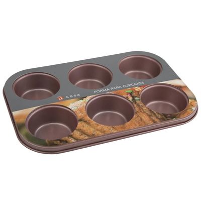 Forma para Cupcake Le em Aço com 6 Divisórias Rosé