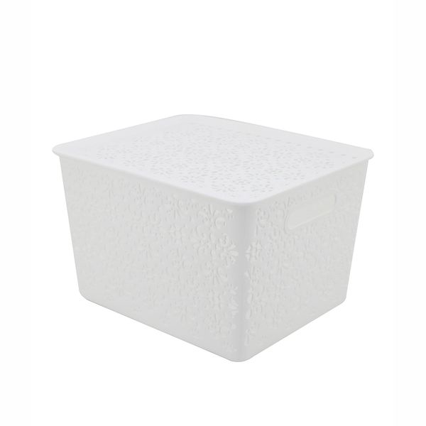 Caixa Organizadora Le Home em Plástico Branco com Tampa 36x29x22cm Caixa Organizadora Le Home em Plástico Branco com Tampa 36x29x22cm