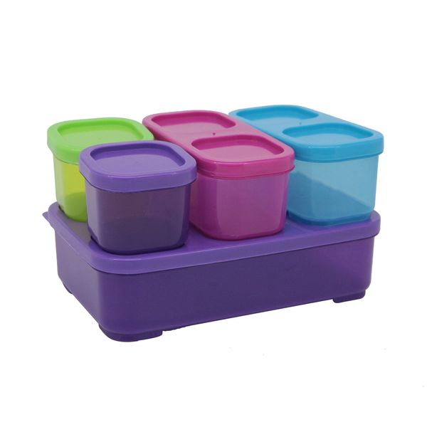 Conjunto de Potes Le Food Gourmet em Plástico Colorido com Tampa com 5 Peças Conjunto de Potes Le Food Gourmet em Plástico Colorido com Tampa com 5 Peças