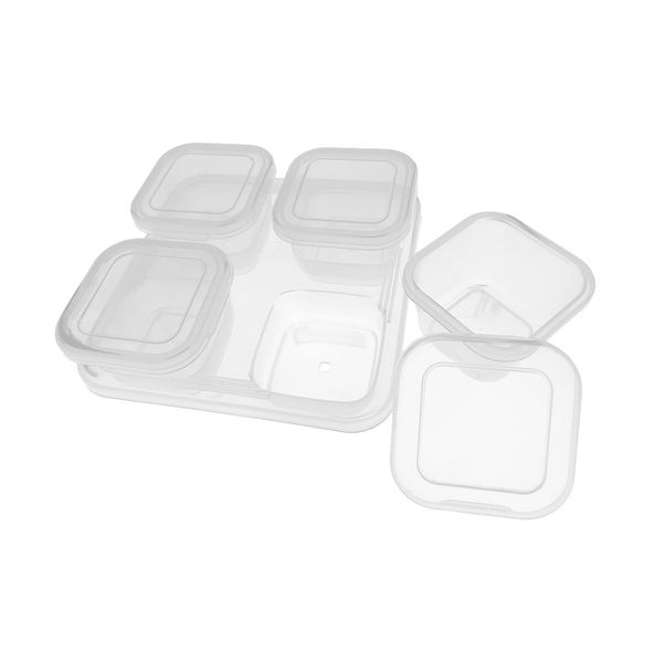 Porta-Pote para Papinha Le com 5 Potes de 120ml e Bandeja Porta-Pote para Papinha Le com 5 Potes de 120ml e Bandeja