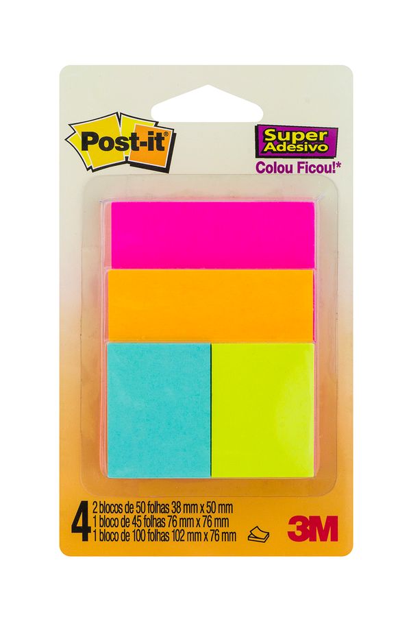Bloco Adesivo Post It 3M Colorido Cascata Misto 04 Blocos