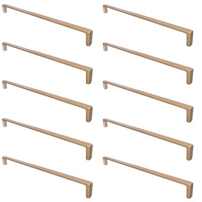 Kit 10 Puxadores Dourados para Móveis Furação 256mm Gavetas Armários Bancada Oreiras Torralba