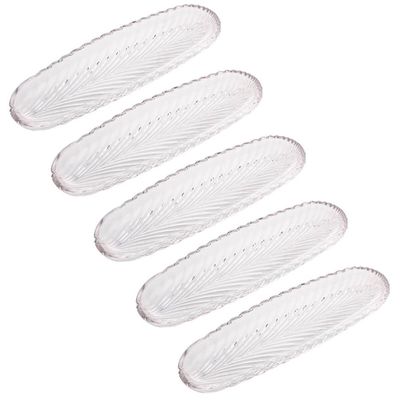 Kit 5 Pratos de Cristal Leaf 39x14cm Lyor Travessa Bandeja P