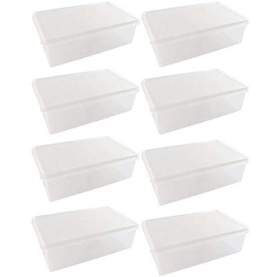 8 Caixas Organizadoras Plásticas 3,5L Tampa Hermética Retangular Plasvale