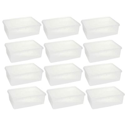 Kit 12 Cestos Organizadores Transparentes com Tampa 3,5L Plasvale Brinquedos Acessórios