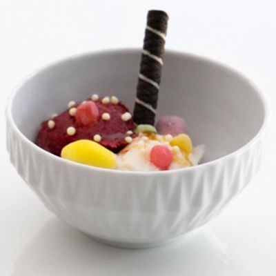 Jogo 6 Tigelas Pequenas Porcelana Bowl Diamante 400ml 12,5cm Germer Branca Cereal