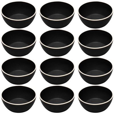 Kit 12 Bowls Melamina 600ml Preto Tigela Wolff Class Sobremesa Cumbuca Porções