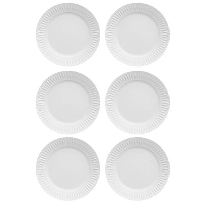 Kit 6 Pratos para Sobremesas em Porcelana Diamante Germer 20,5cm Branco Mesa Posta