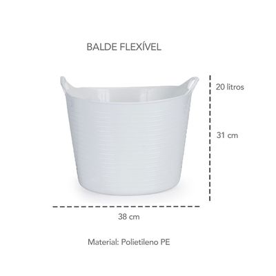 Cestos Branco Organizador Balde 20L Roupa Brinquedos 3un