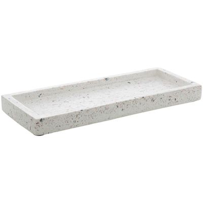Bandeja de Mármore Terrazo Lyor Retangular 25x10x2cm Decorativa para Bancada de Banheiro