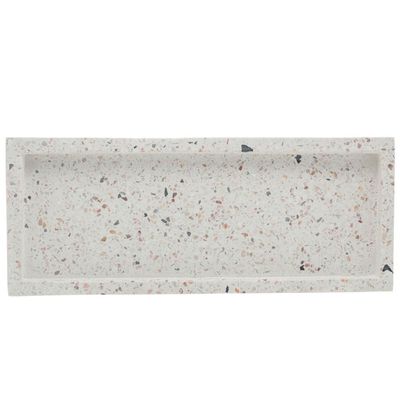 Bandeja de Mármore Terrazo Lyor Retangular 25x10x2cm Decorativa para Bancada de Banheiro