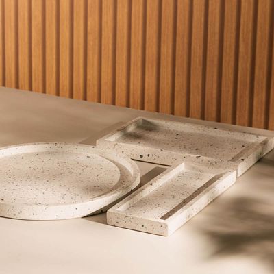 Bandeja de Mármore Terrazo Lyor Retangular 25x10x2cm Decorativa para Bancada de Banheiro