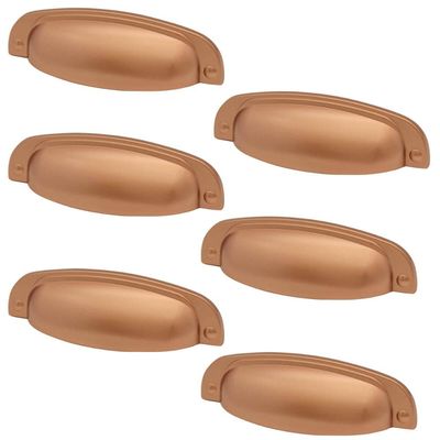 Conjunto 6 Puxadores 2773 Quebec Concha Cobre para Móveis Armários Gavetas Torralba