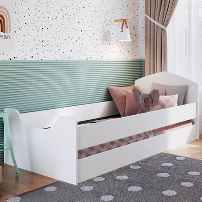 Cama Infanto Juvenil com Protetores Laterais MDP Encanto Branca Art In Móveis