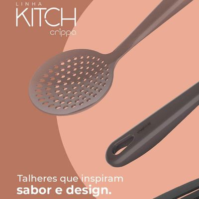 Kit 48 Espumadeiras de Nylon Fritura Arroz Cinza Kitch Crippa Restaurante Lanchonete