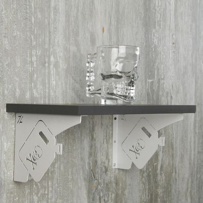 Mão Francesa Branca 20cm 4x4 Galão Caveira Decorativa em Aço Zarg