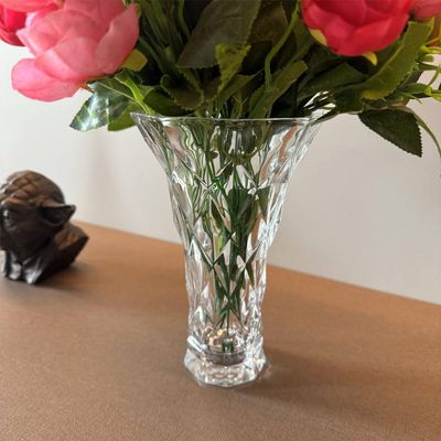 Vaso de Vidro Lyor Diamond 13x20cm Decorativo Plantas Arranjo Flores Transparente