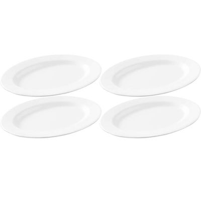4 Travessas Bandeja Rasa Melamina Branca 25x18cm Oval Refratária Servir