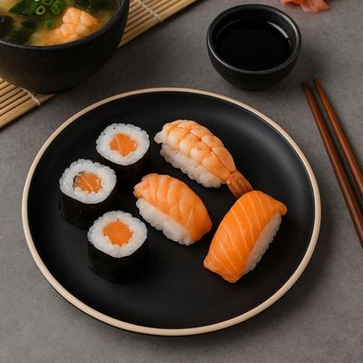 Kit 30 Pratos para Sushi 21,5cm Melamina Wolff Restaurante Sashimi Culinária Oriental