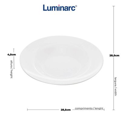 Prato Fundo Branco 28cm Vidro Opalino Avulso Massa Risoto Entradas Friends Time Lyor