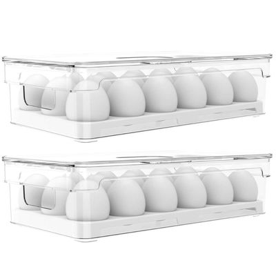 Kit 2 Organizadores Porta Ovos Com Tampa Caixas De Armazenamento Para Ovos 18 Un Cada Clear Fresh OU