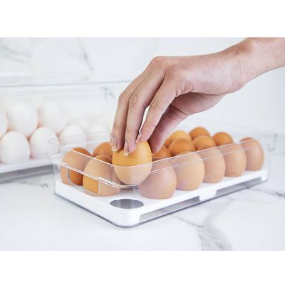 Kit 2 Organizadores Porta Ovos Com Tampa Caixas De Armazenamento Para Ovos 18 Un Cada Clear Fresh OU