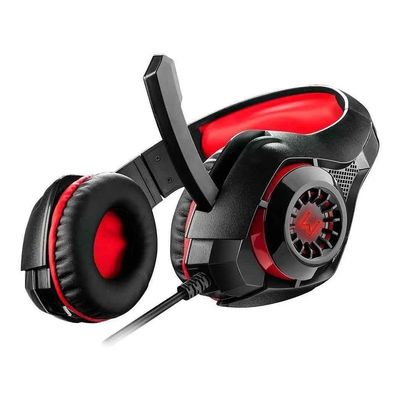 Fone ouvido over-ear gamer Warrior PH219 preto vermelho Led
