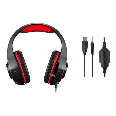 Fone ouvido over-ear gamer Warrior PH219 preto vermelho Led