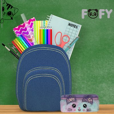 ESTOJO ESCOLAR MIAU LILÁS COM ORELHAS GATINHA FF9022 - FOFY