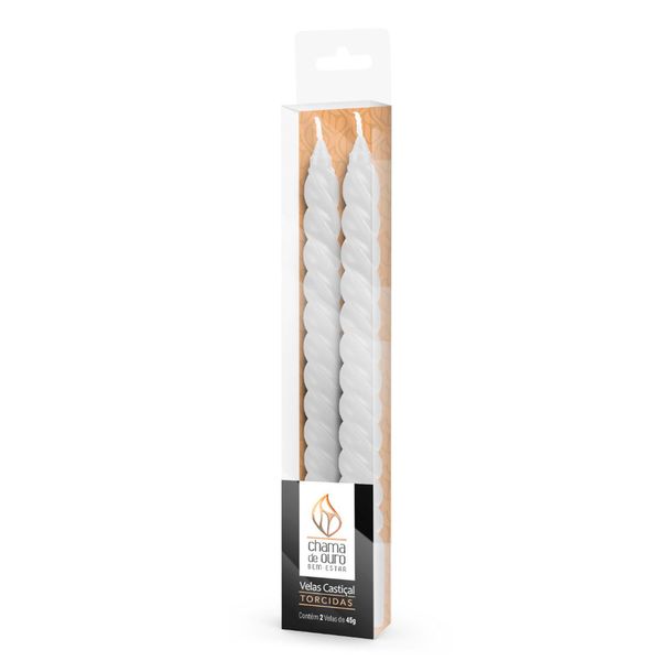 VELA 45g cd KIT C/2 CASTIÇAL TORCIDA PRATA
