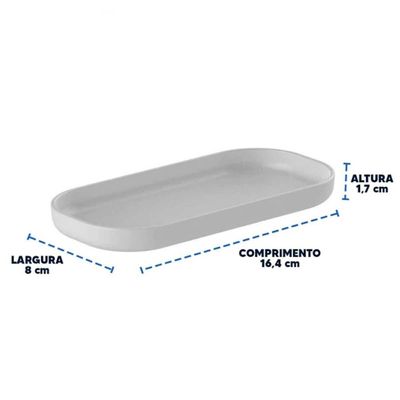 Bandeja Decorativa para Banheiro 16x8cm Dual Branca Oval Plástica Ou