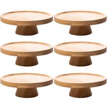 Kit 6 Pratos para Bolo com Pedestal Bambu 20cm Padaria Confeitaria Boleiras Pequenas