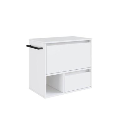 Gabinete de Banheiro Suspenso Branco 60cm com Toalheiro 1 Porta e 1 Gaveta BH8050