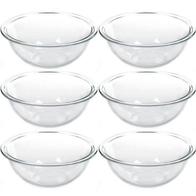 6 Tigela de Vidro Marinex Redondas 1,5L Potes Bowls Plus Astral para Saladas Sobremesas Receitas