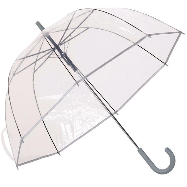 Guarda Chuva Automático Com Cabo Curvo Sombrinha Transparente Fazzoletti Cinza