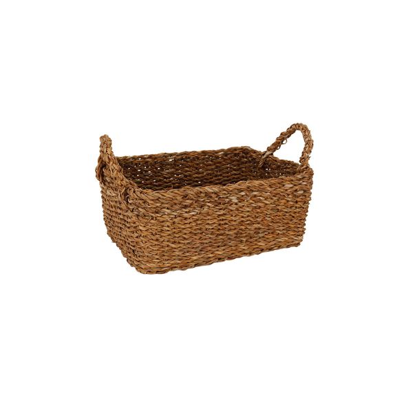 Cesta Le Dhaka de Rattan Bege com Alça Retangular 36x27x15cm