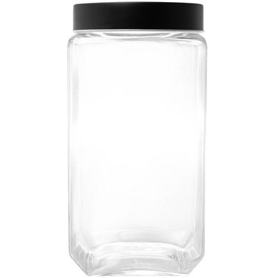 Pote de Vidro Mantimentos Tampa de Metal Preta Gastro Lyor 1,7L Retangular