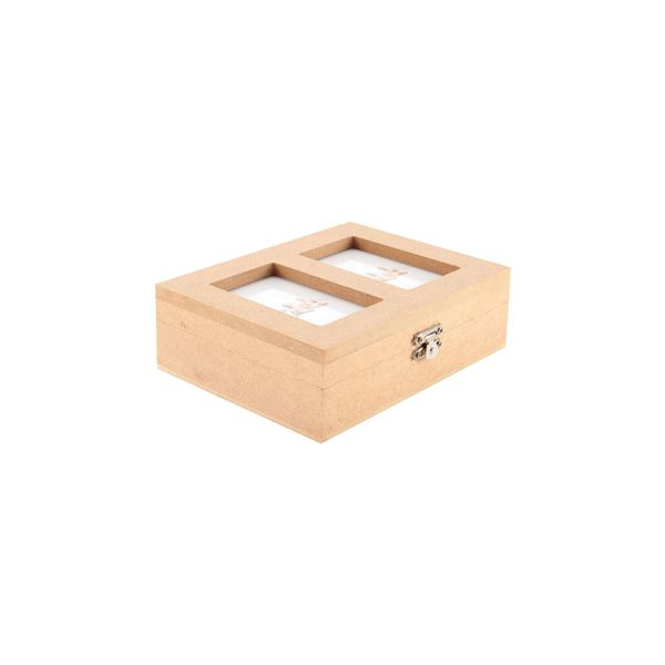 Caixa Moldura Mdf Le com Tampa Vidro 16,5x12,5x5cm