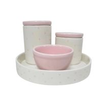 Kit Higiene Pbb Cerâmica Baby Rosa com 4 Peças