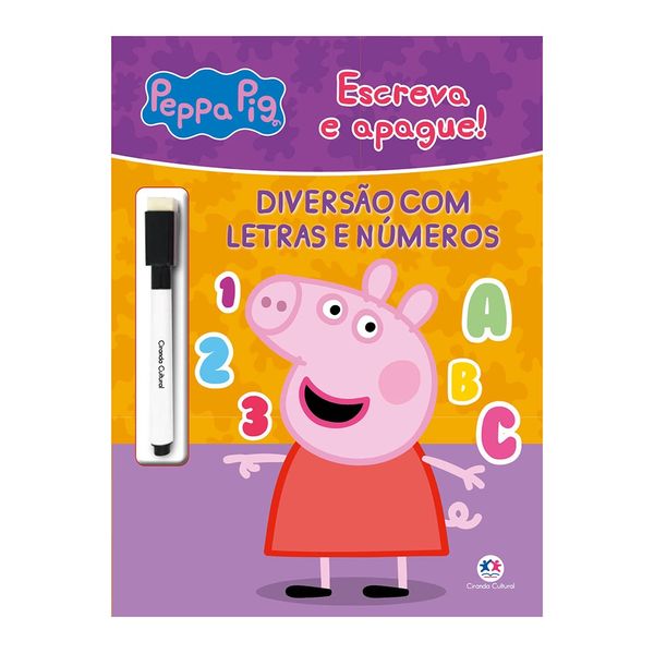 Livro Infantil Escreva e Apague Ciranda Cultural Peppa Pig Diversão com Letras e Números