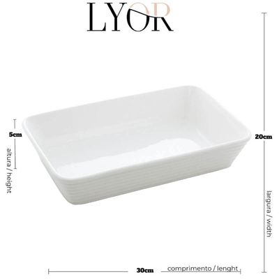 Conjunto 8 Assadeiras de Porcelana Branca Travessas 30x20cm