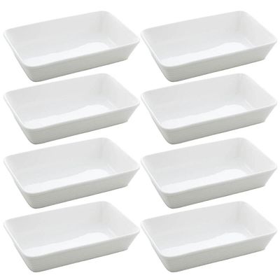 Conjunto 8 Assadeiras de Porcelana Branca Travessas 30x20cm