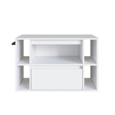 Gabinete de Banheiro Suspenso 80cm Branco 4 Nichos 1 Toalheiro 1 Porta e 1 Gaveta BH8010