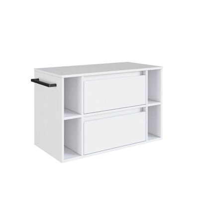 Gabinete de Banheiro Suspenso 80cm Branco 4 Nichos 1 Toalheiro 1 Porta e 1 Gaveta BH8010