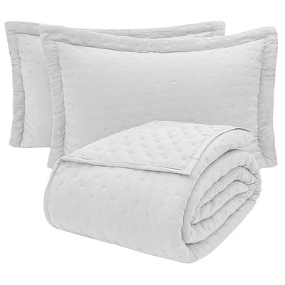 Kit Cobre Leito Colcha Ryviera King Dupla Face 3 Peças - Branco